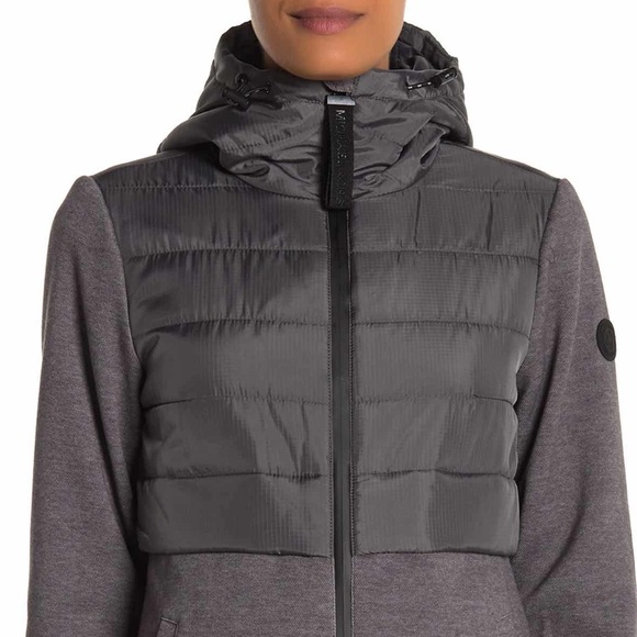 NWT Michael Kors Hooded Quilted Knit Zip Jacket - Picture 4 of 6